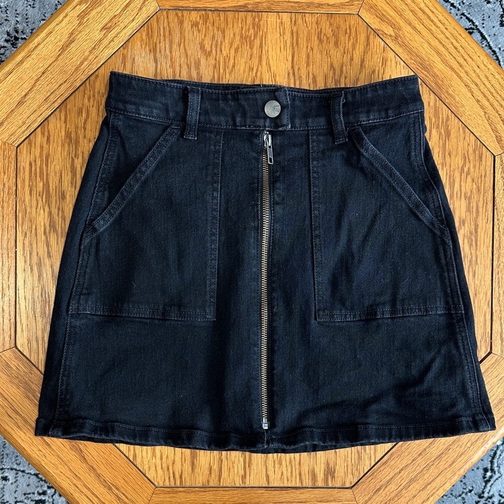 *MADEWELL* Black Denim Zipper Mini Skirt w/ Pockets Size 25